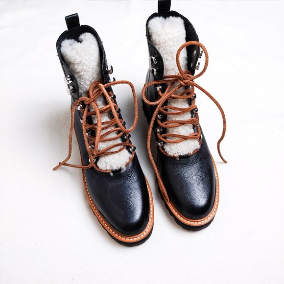 x SOLD x MARC FISHER | Izzie Boot Shearling Leather Black 7 M NWOT - Picture 9 of 16